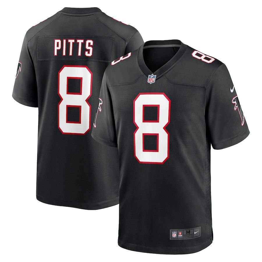 Wholesale Men Atlanta Falcons 8 Kyle Pitts Nike Black Game NFL Jersey Stitched Jerseys With Lowest Price